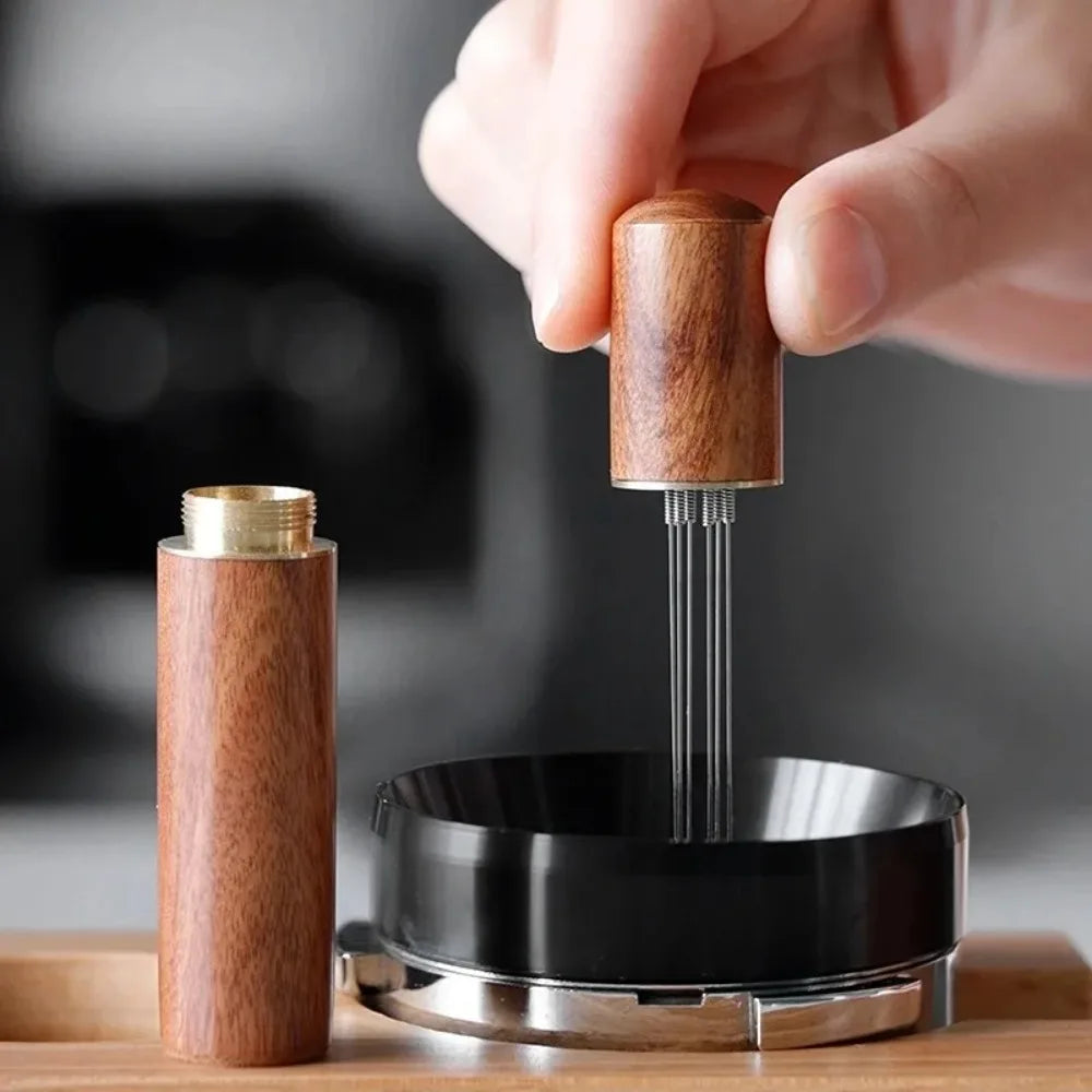 FEB.WIND Espresso Tamper & Coffee Distributor – Wood Handle Espresso Tamper Tool Nixie