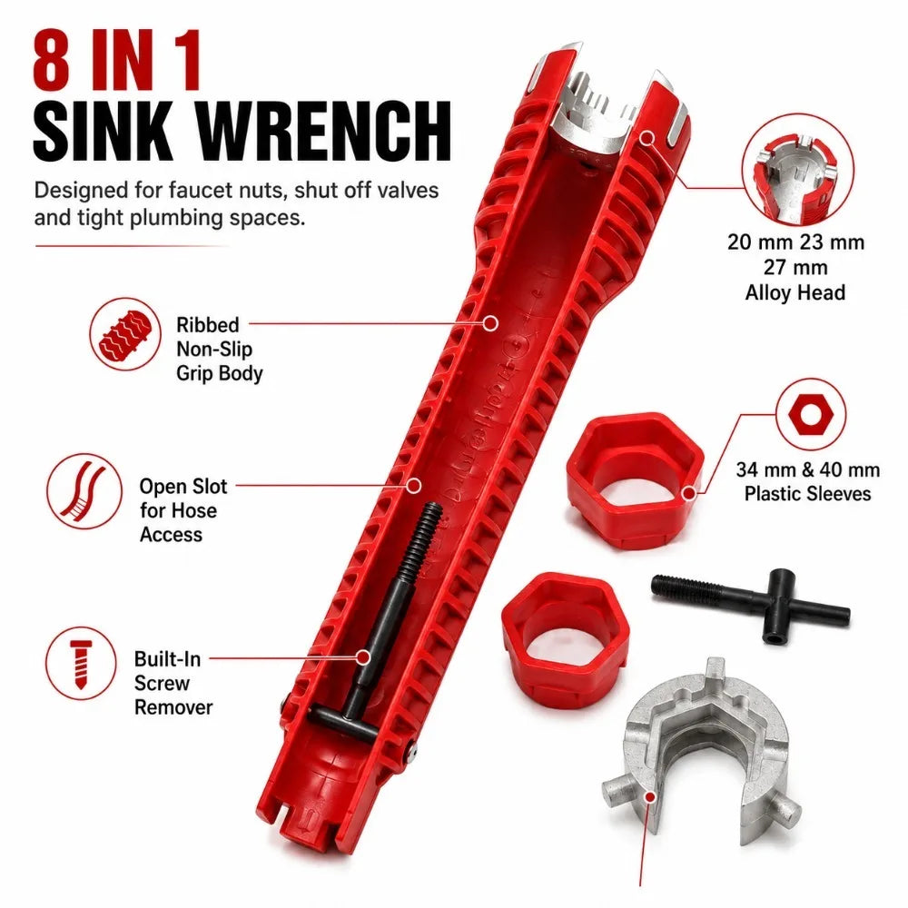 8-in-1 Universal Faucet Wrench – Plumbing Repair Tool Plumbing Wrench Tool Nixie