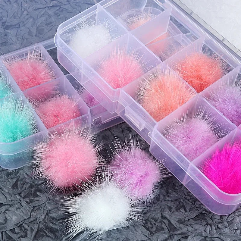 10Pc Fluffy Pom Pom Nail Art Decorations – Magnetic Manicure Nail Art Decoration Nixie