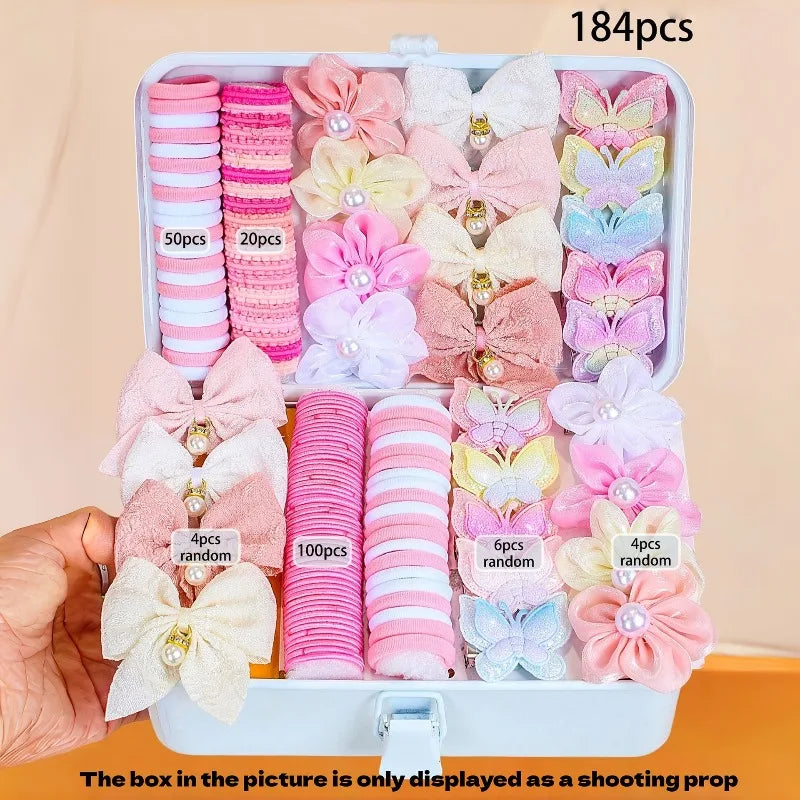 163-Piece Girls Colorful Bow Hair Accessories Set – Kids Hair Bands Kids Hair Accessories Nixie 4 184pcs-No box