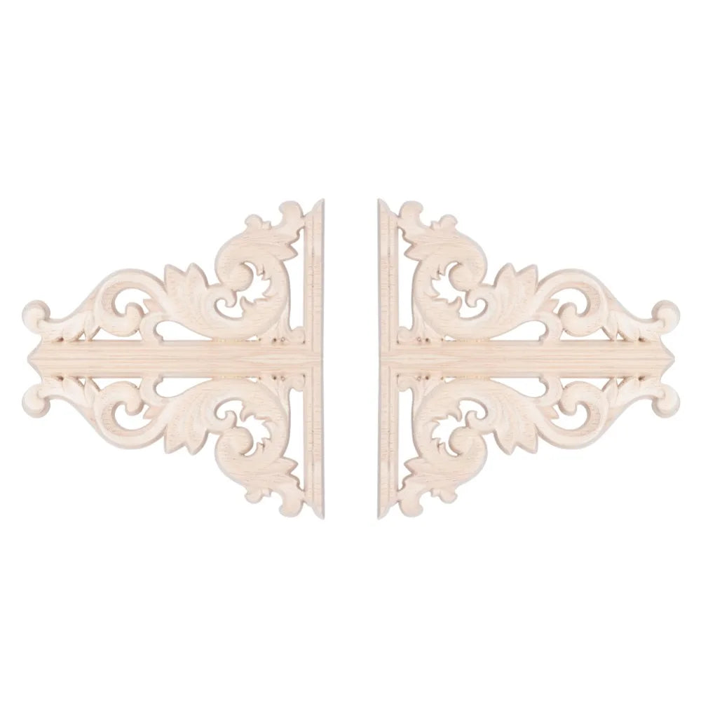 4pcs Wood Carving Corner Appliqués – Furniture Decor Trim