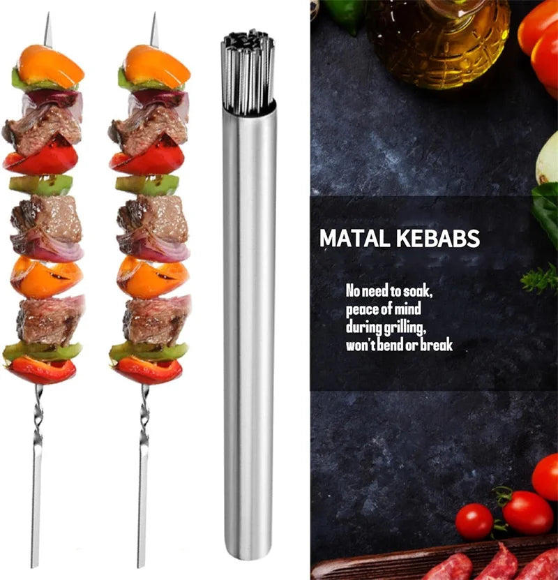 Reusable Stainless Steel BBQ Skewers – 10 or 30 Pack BBQ Skewers Nixie
