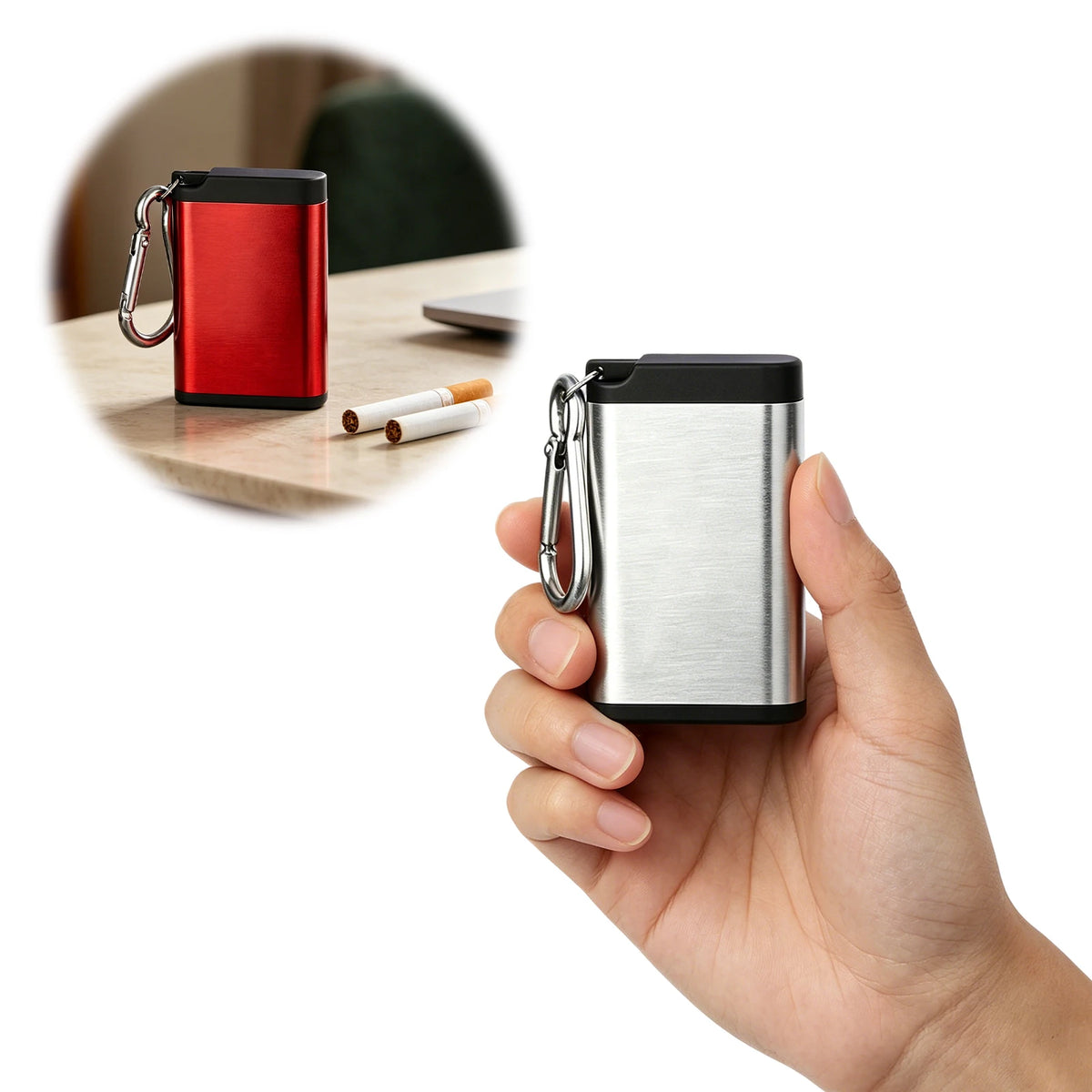 Portable Metal Pocket Ashtray with Lid & Carabiner for Travel Portable Pocket Ashtray Nixie