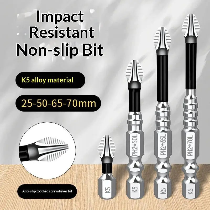 K5 Magnetic Screwdriver Bits Set – Anti-Slip S2 Steel, 6 Sizes