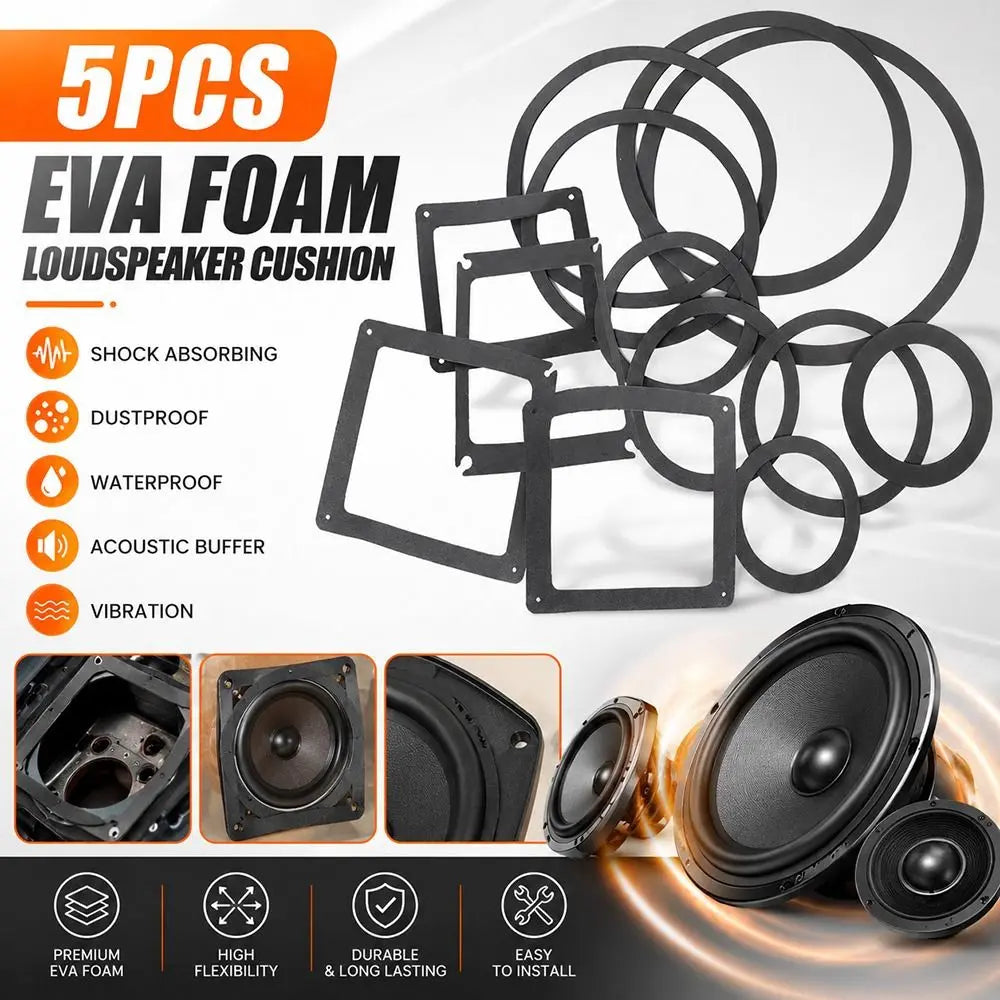 5Pcs EVA Foam Speaker Sealing Gaskets – 3" to 10" Sizes Speaker Sealing Gasket Nixie