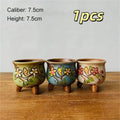 Hand-Painted Ceramic Succulent Planter Pot | Retro Thumb Pot Ceramic Succulent Planter Nixie A1