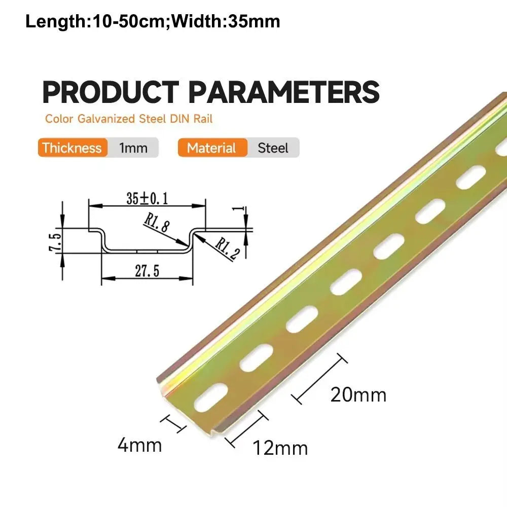 C45 DIN Rail 35mm Wide 10–50cm Terminal Block Guide Rail 1mm DIN Rail Guide Nixie