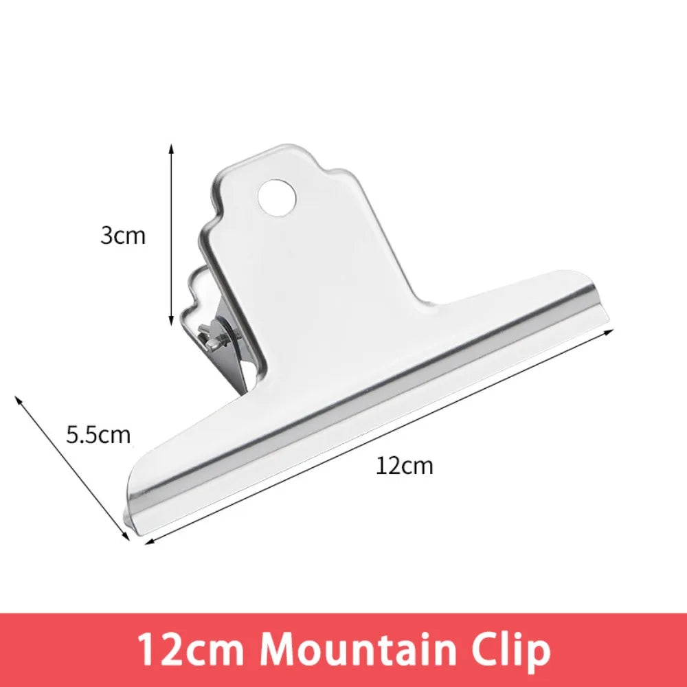 Stainless Steel Binder Clips – Multi-Size Round Flat Mountain Head Metal Binder Clips Nixie 12cm Mountain