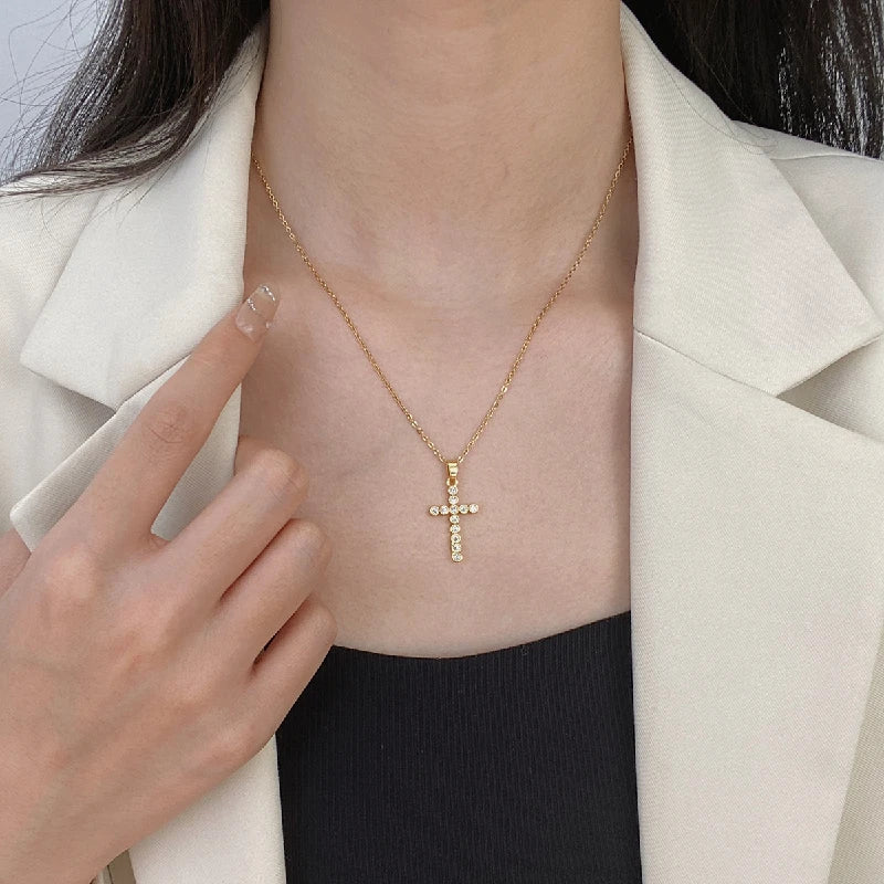 Gold Plated Cross Pendant Necklace – Copper & Stainless Steel Pendant Necklace Nixie
