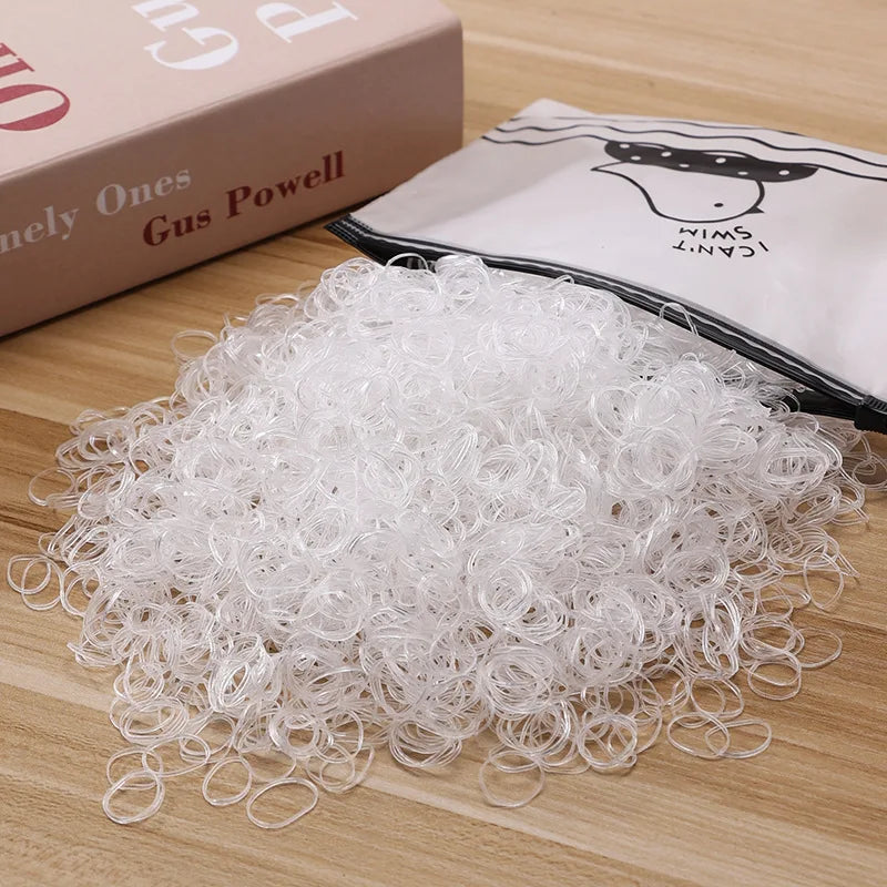 1000/2000pcs Kids Colourful Elastic Hair Ties & Ponytail Bands Kids Hair Ties Nixie 10-Transparent 1000PCS