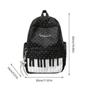 Nylon Piano Print Color-Block Travel Backpack – Large Capacity Fashion Backpack Nixie Black