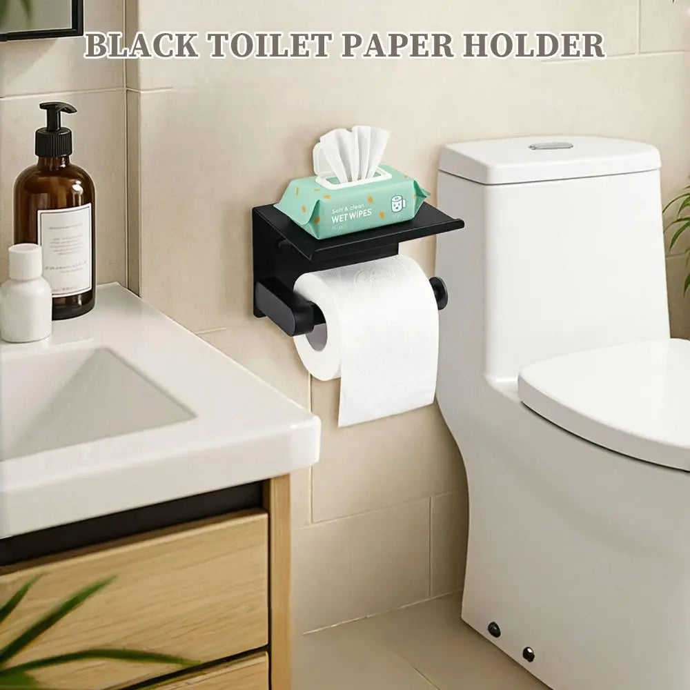 Stainless Steel Toilet Paper Holder with Shelf – Wall Mount Toilet Paper Holder Nixie