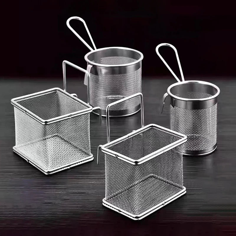 304 Stainless Steel Frying Basket & Mesh Colander Strainer Mesh Colander Strainer Nixie