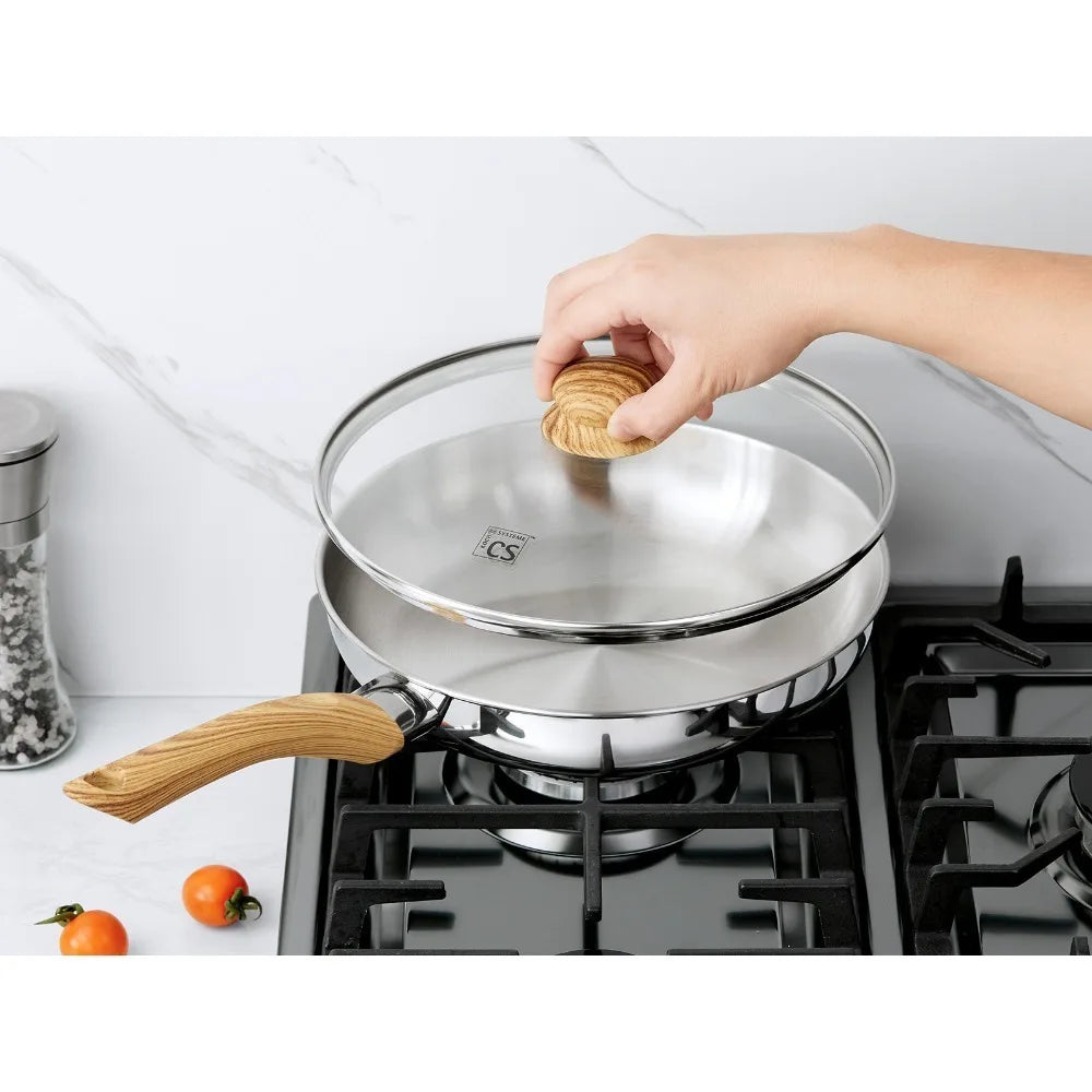 KOCH SYSTEME CS Stainless Steel Frying Pan Set 8 & 10 Inch Stainless Steel Pan Set Nixie