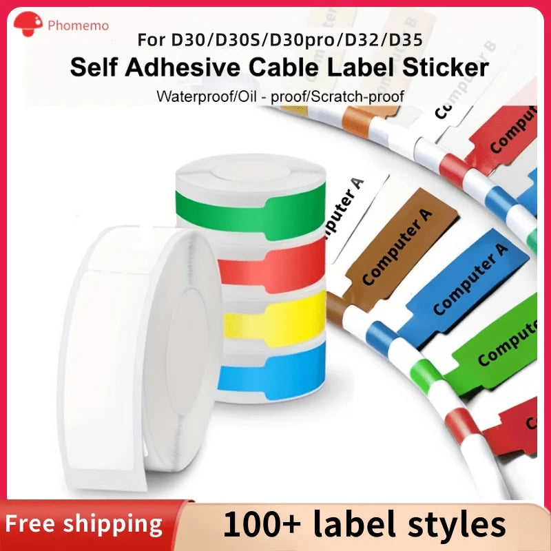 Thermal Cable Label Rolls for Phomemo D30/D32/D35 Printer