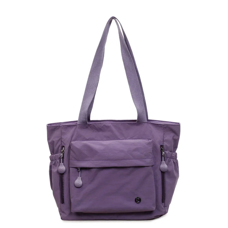Nixie Japanese Minimalist Tote Bag – Large Nylon Shoulder Bag Women's Tote Bag Nixie Purple