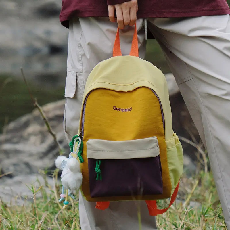 Color-Block Unisex Backpack | Travel & Student Daypack Casual Backpack Nixie