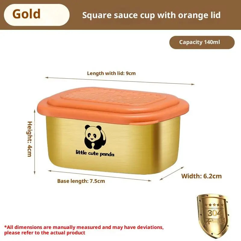 140ml Leak-Proof 304 Stainless Steel Seasoning Box & Sauce Cup Condiment Container Nixie Gold orange