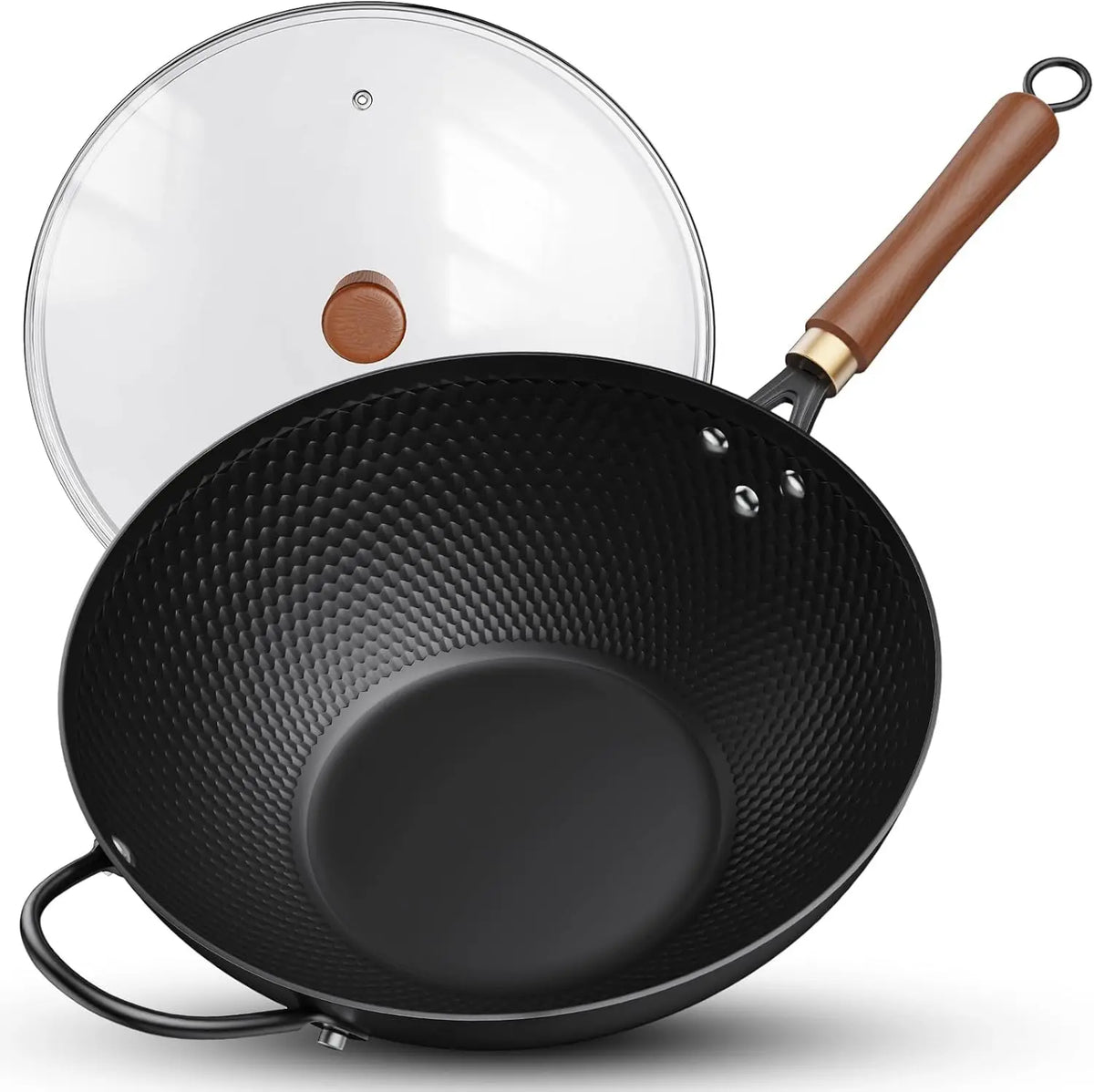 32cm Hand Hammered Carbon Steel Wok – All Stove Compatible Carbon Steel Wok Nixie