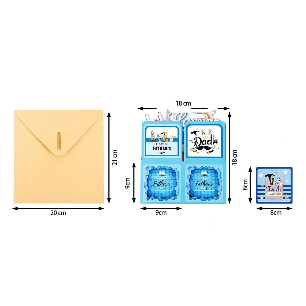 3D Pop-Up Father's Day Card with Envelope – Multicolor Cartoon Pop-Up Greeting Card Nixie