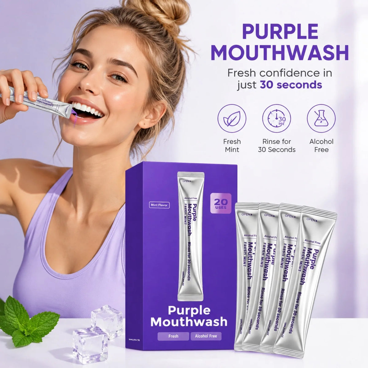 Portable Disposable Mouthwash Strips – Mint Flavor, 20 Pack Travel Disposable Mouthwash Nixie