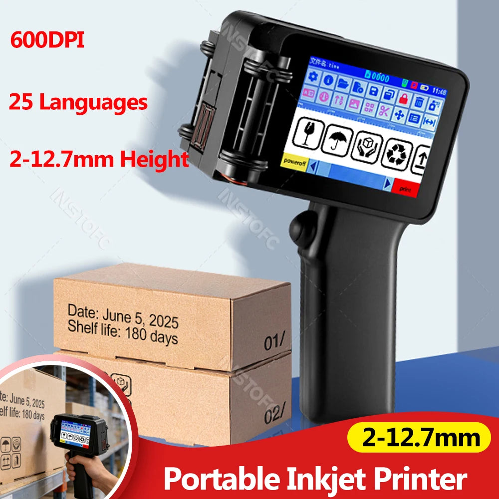 Mini Portable Inkjet Printer 600DPI – Date, Logo & Batch Coding