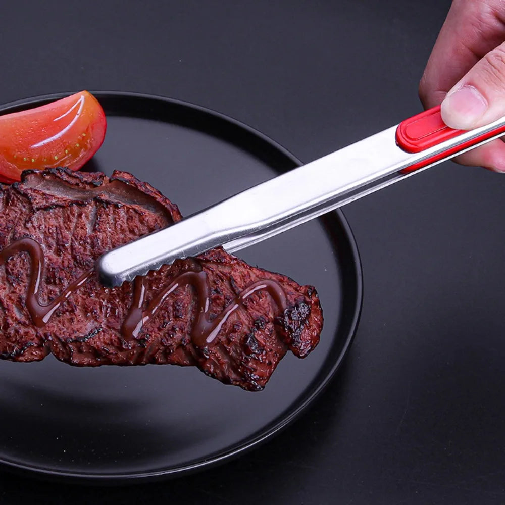 Stainless Steel BBQ Tongs – Non-Slip Heat-Resistant Grill Clip BBQ Grill Tongs Nixie