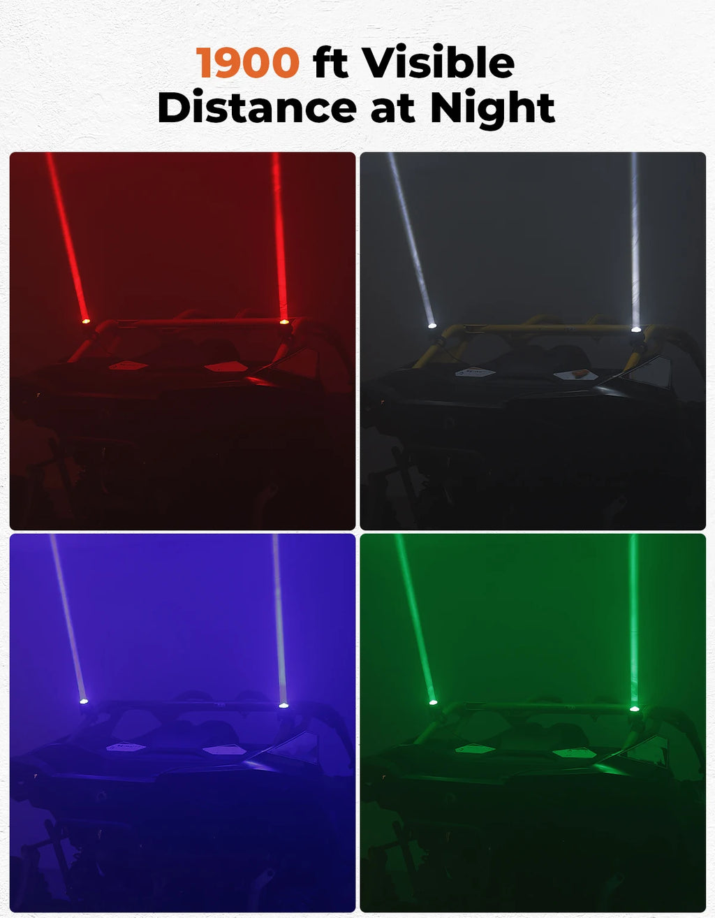KEMIMOTO 50mm Multi-Color LED Whipless Whip Lights UTV Roll Cage UTV LED Whip Lights Nixie