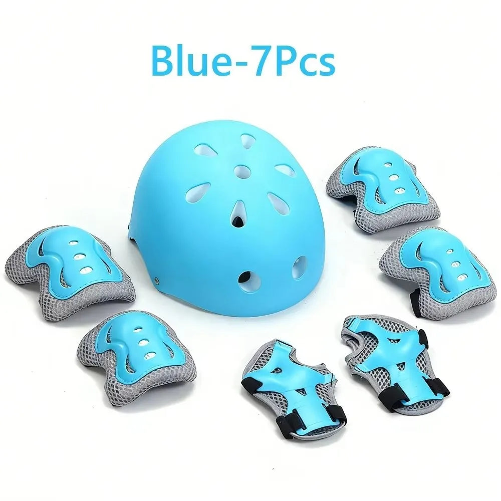 7-Piece Kids Protective Gear Set – Helmet, Knee & Elbow Pads Kids Protective Gear Nixie Blue