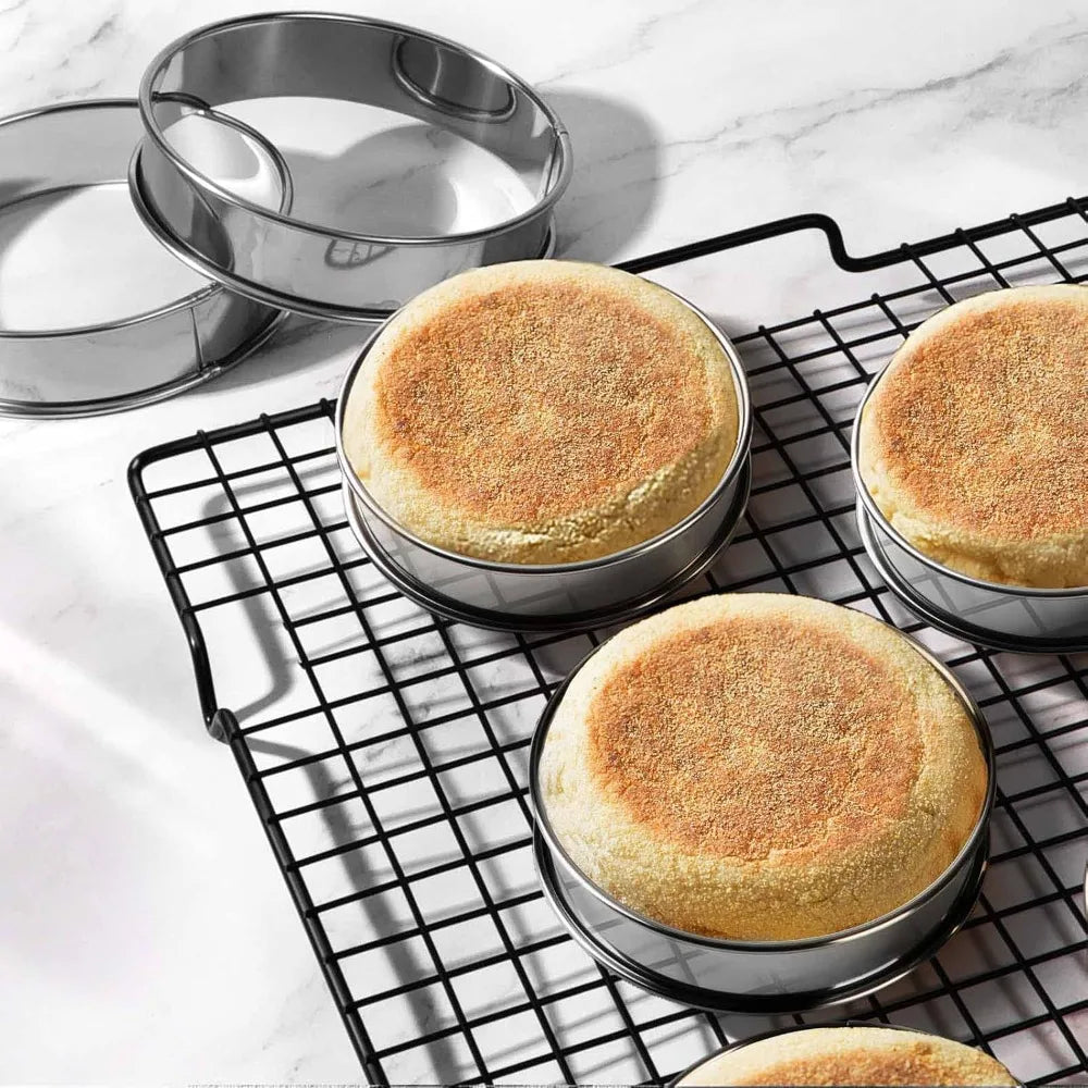 12-Piece Stainless Steel Muffin & Crumpet Rings – Double Rolled Baking Mold Rings Nixie