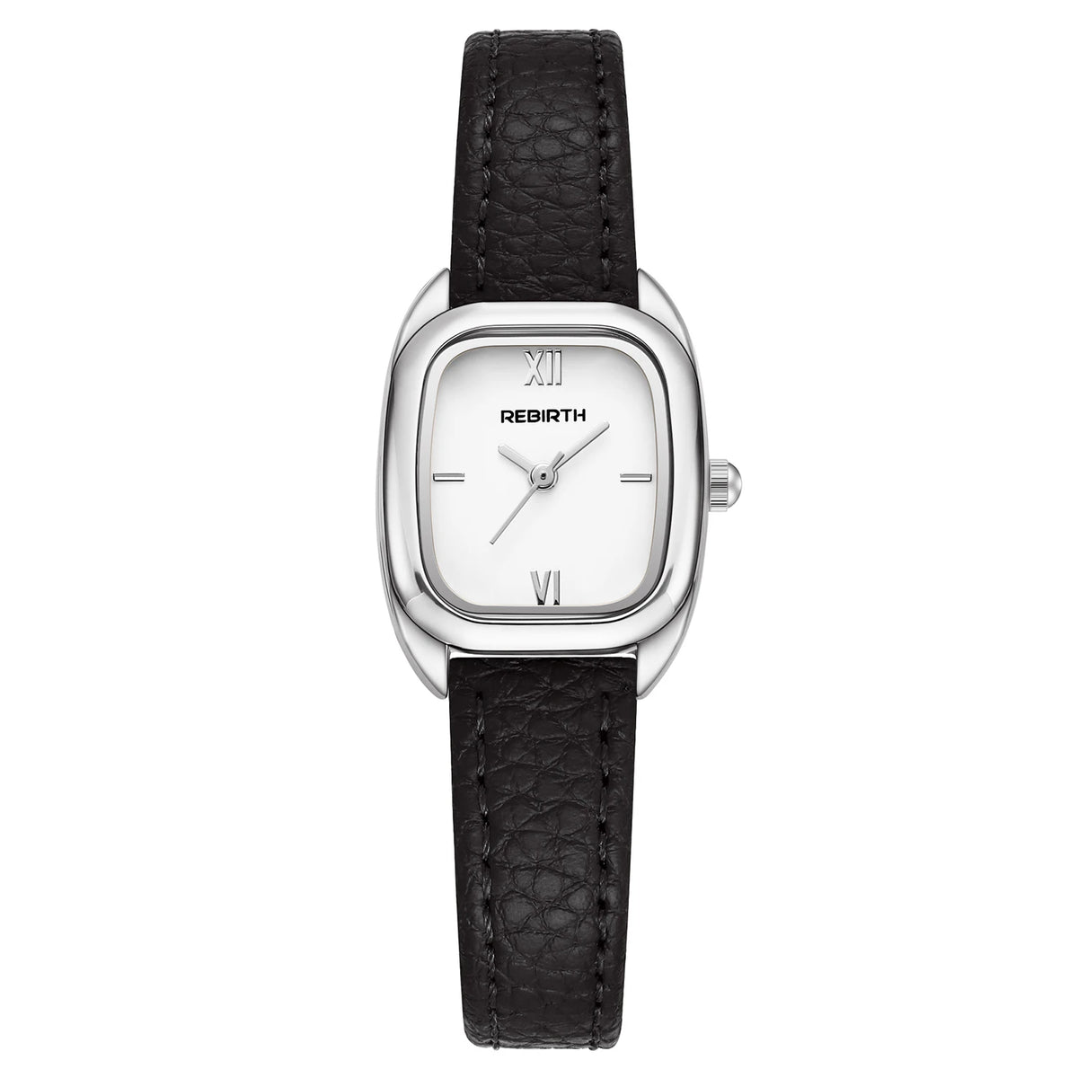 REBIRTH Square Women's Quartz Watch | Brown Leather Strap Women's Quartz Watch Nixie black