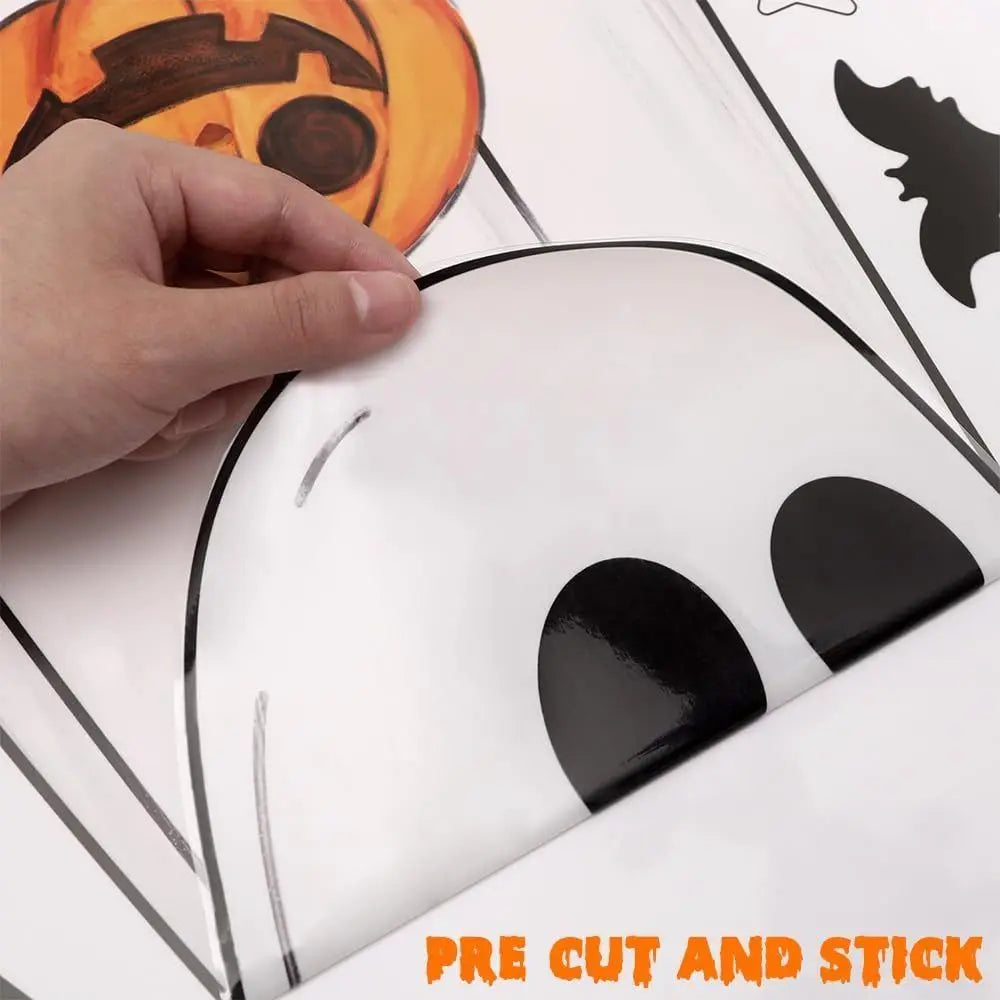 Halloween Window Stickers – Ghost, Pumpkin, Bat & Cat PVC