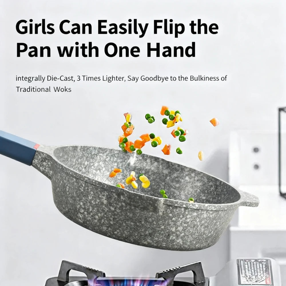 Maifan Stone Nonstick Frying Pan – Volcanic Rock Induction Wok Nonstick Frying Pan Nixie