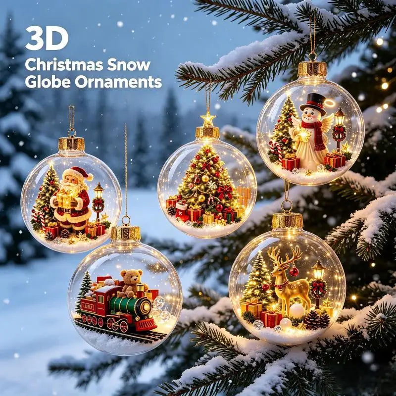LED Luminous Christmas Crystal Ball Ornament – Santa & Snowman Christmas Ball Ornament Nixie