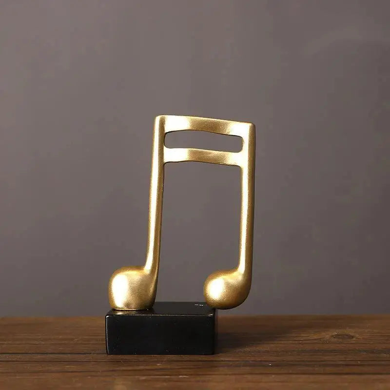 Gold Music Note Resin Figurine – Modern Desk & Home Decor