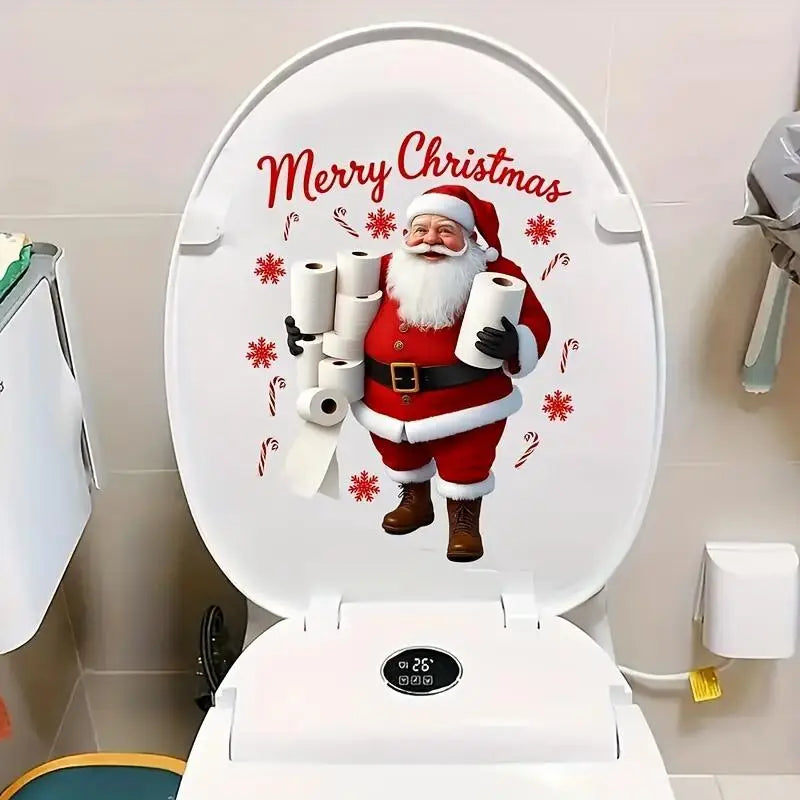 Christmas Santa Claus Toilet Lid Sticker | Waterproof PVC Bathroom Holiday Sticker Nixie Default Title