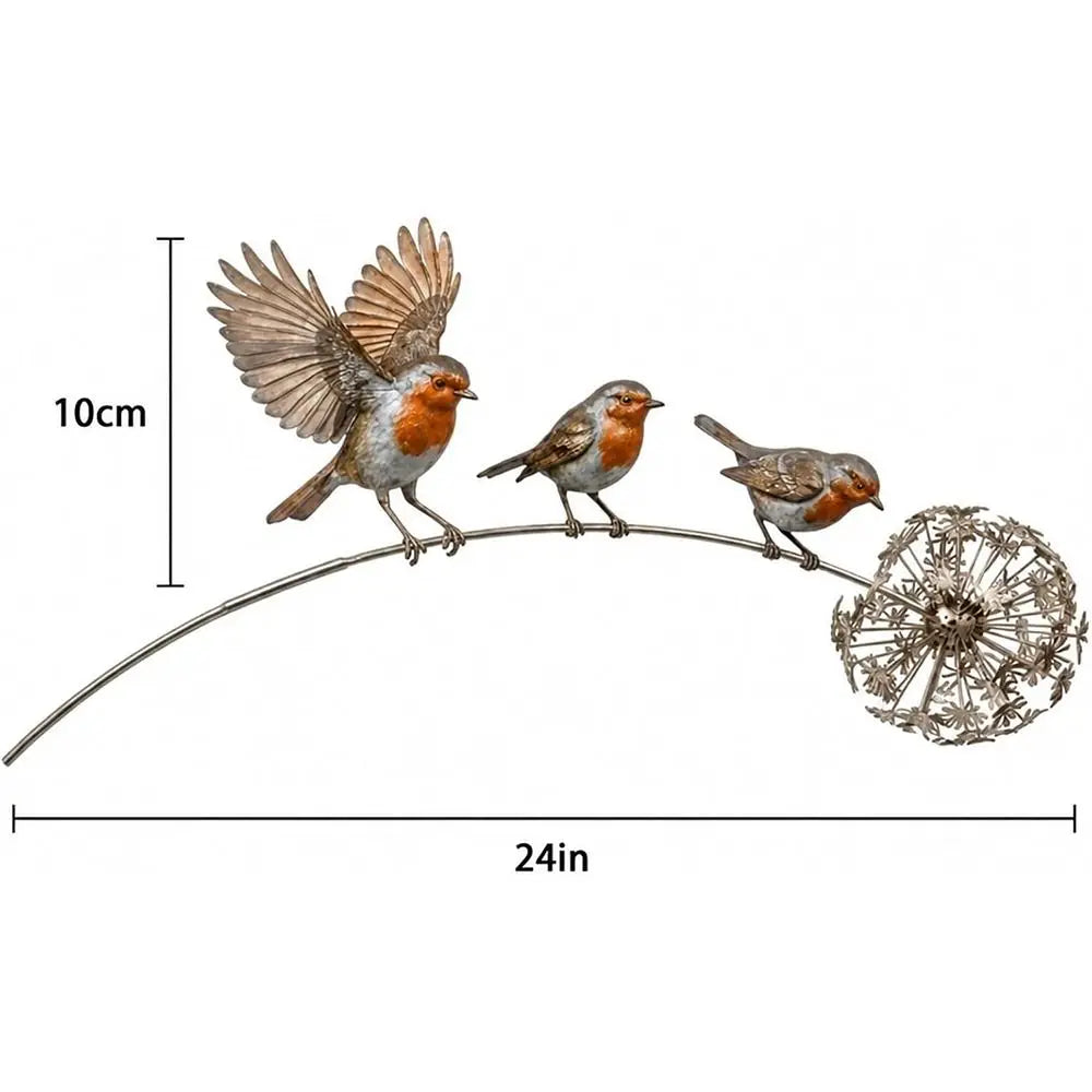 Metal Robin Garden Stakes – Weather-Resistant Bird Yard Decor Garden Stake Ornament Nixie