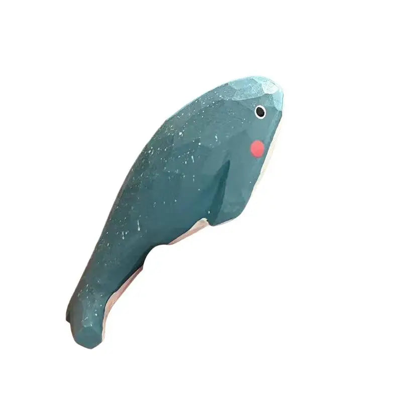Hand Carved Wood Blue Whale Figurine | Ocean Desk Decor Gift Wood Figurine Nixie