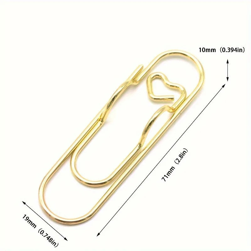 6pcs Heart-Shaped Pen Clip Holder Notebook Bookmark Paper Clips Notebook Pen Clips Nixie
