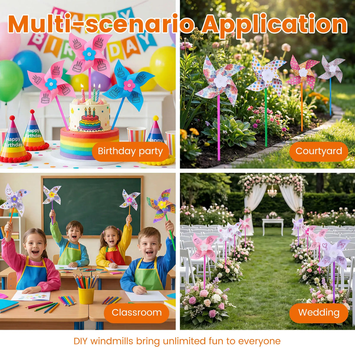100Pcs Blank DIY Paper Pinwheel Craft Kit for Kids & Parties DIY Craft Kit Nixie