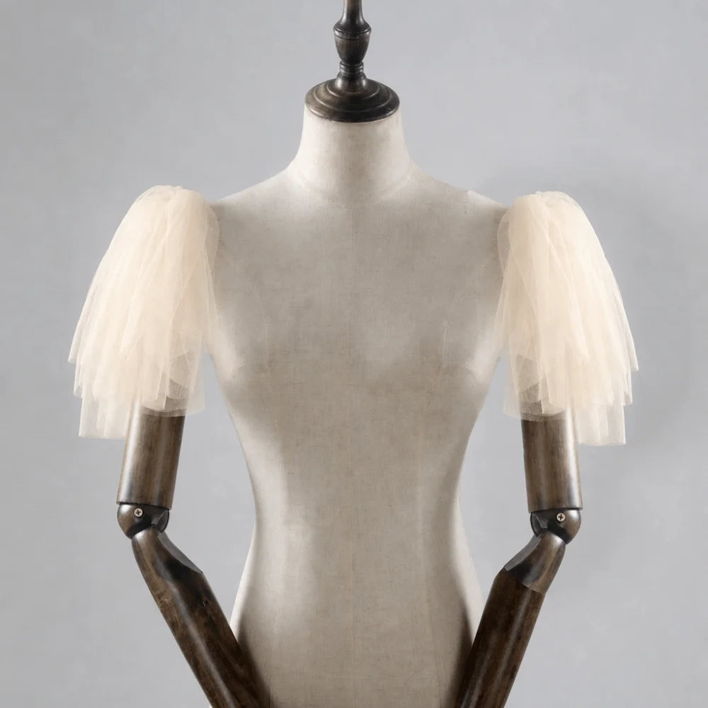 Elegant Tulle Bridal Sleeves – Detachable Wedding Shawl Bridal Sleeve Wrap Nixie Ivory White