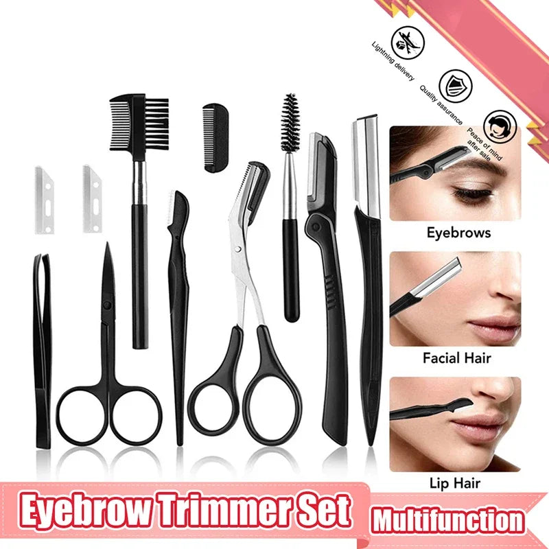 Eyebrow Trimmer Set – Scissors, Tweezers, Razor & Comb Kit