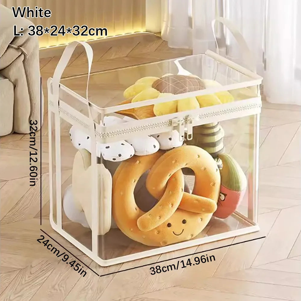 Clear PVC Doll Storage Bag with Zipper & Handles – 2 Sizes Toy Storage Organizer Nixie White L-38-24-32cm