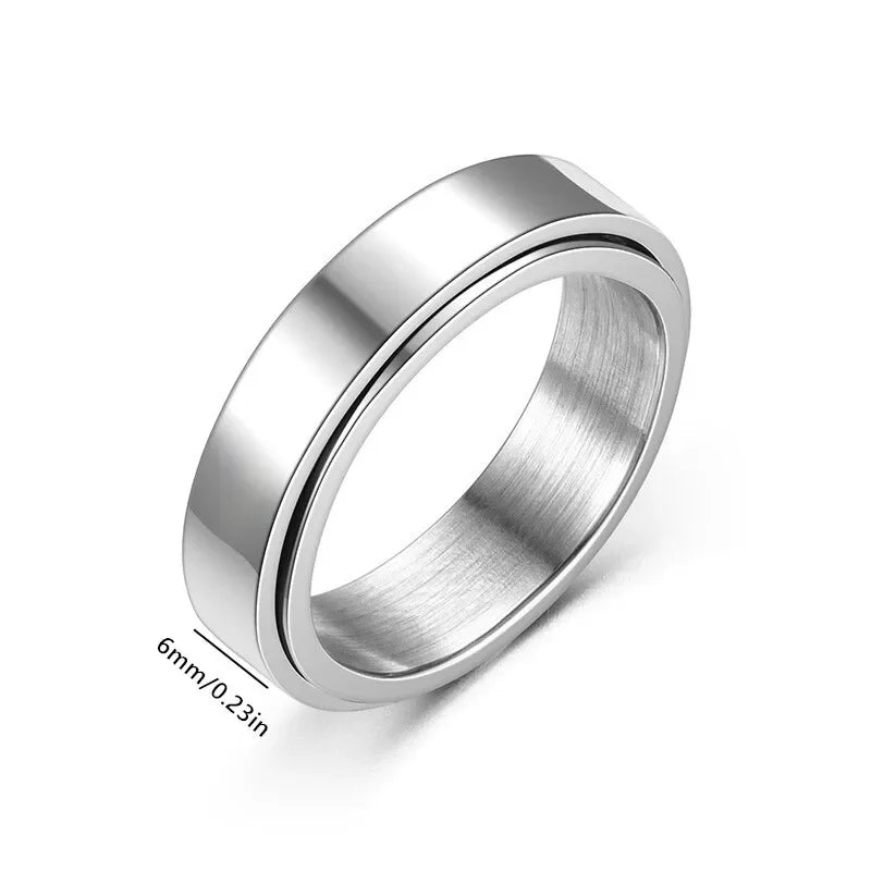 6mm Stainless Steel Spinner Ring for Men & Women | Sizes 6-10 Spinner Ring Nixie