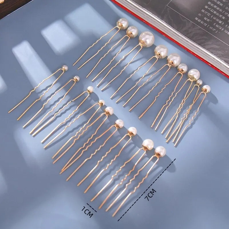 18pcs Gold Pearl Hairpins Set – Hanfu Ancient Costume Styling Hair Accessories Set Nixie