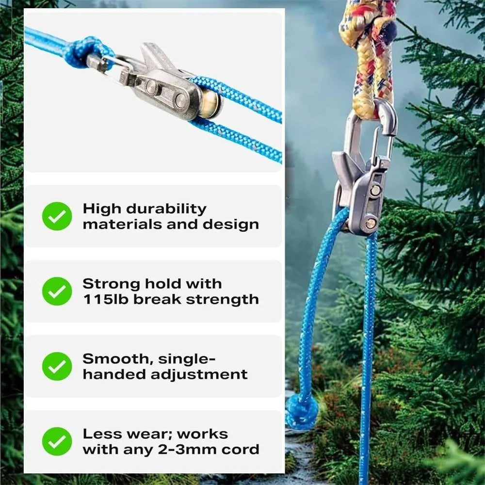 Knot-Free Rope Tensioner Set – Locking Paracord Adjuster Rope Tensioner Set Nixie
