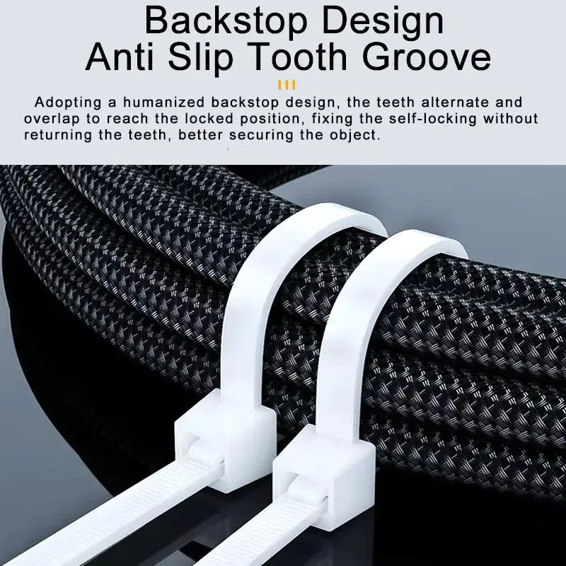 100PCS Self-Locking Nylon Cable Ties Black Zip Straps Nylon Cable Ties Nixie