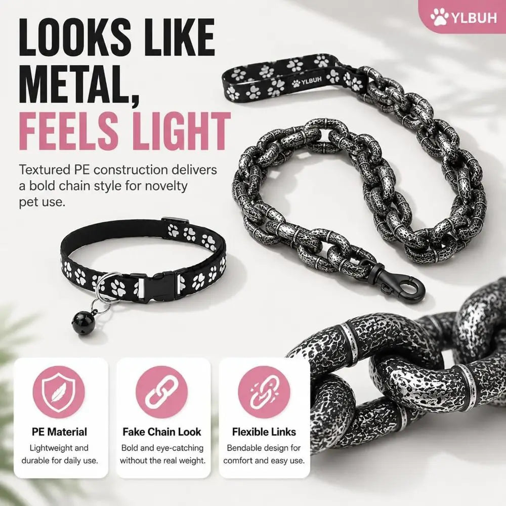 Faux Metal Chain Dog Leash | Novelty Photo Prop Pet Lead Novelty Dog Leash Nixie