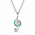 Silver Opal CZ Musical Note Pendant Necklace for Women | Nixie Pendant Necklace Nixie Blue