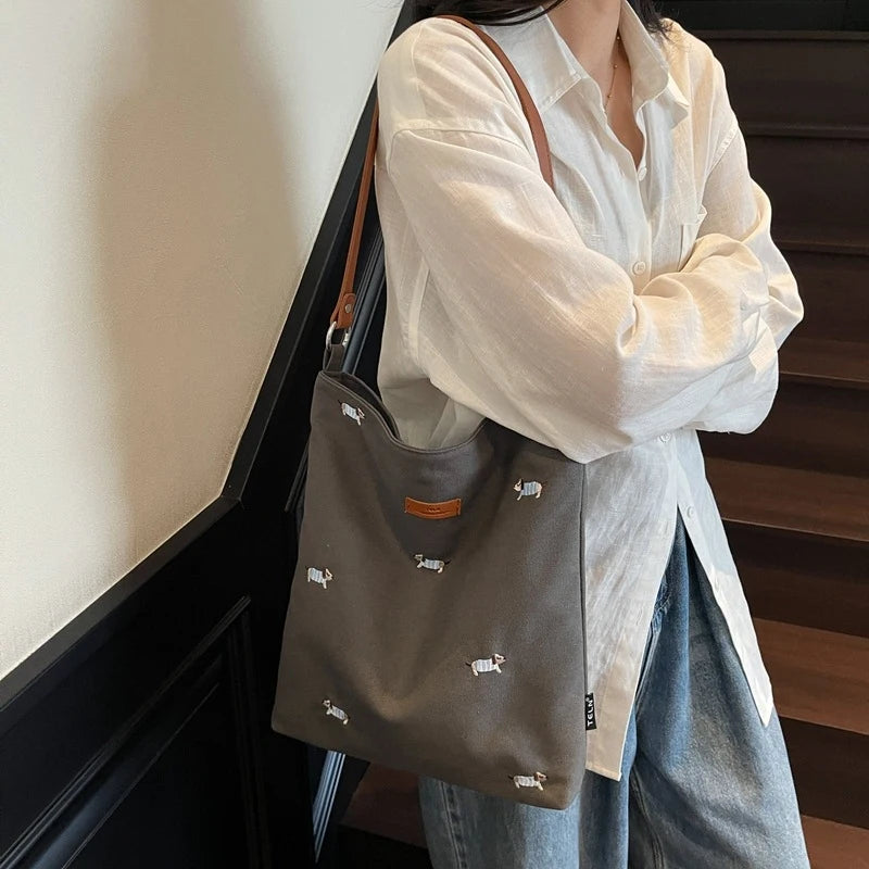 Japanese Style Canvas Tote Bag – Women's Shoulder & Crossbody Canvas Tote Bag Nixie